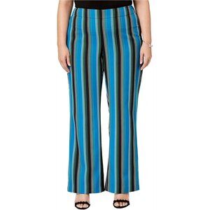 ⭐️INC International Concepts 24W Pants Blue Striped Wide Leg Office Career Retro